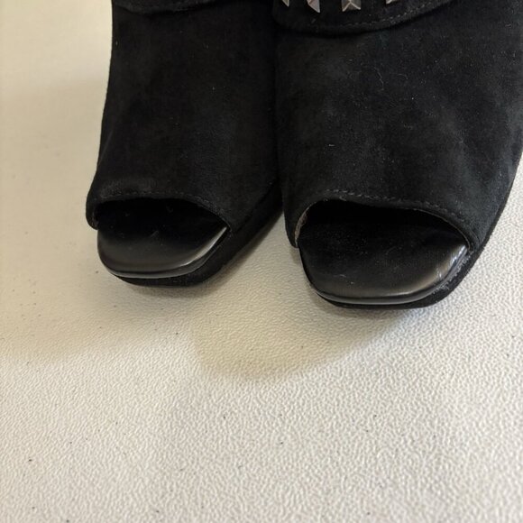 Kenneth Cole Reaction Open Toe Booties Studded Women 8 Black Leather Upper - Picture 7 of 10